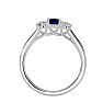 3/4 Carat Oval Shape Sapphire and Two Diamond Ring In 14 Karat White Gold Image-3