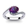 1 1/3 Carat Oval Shape Amethyst and Halo Diamond Ring In 14 Karat White Gold Image-1