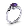1 1/3 Carat Oval Shape Amethyst and Halo Diamond Ring In 14 Karat White Gold Image-2