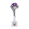 1 1/3 Carat Oval Shape Amethyst and Halo Diamond Ring In 14 Karat White Gold Image-3