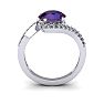 1 1/3 Carat Oval Shape Amethyst and Halo Diamond Ring In 14 Karat White Gold Image-4