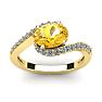 1 1/3 Carat Oval Shape Citrine and Halo Diamond Ring In 14 Karat Yellow Gold Image-1