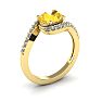 1 1/3 Carat Oval Shape Citrine and Halo Diamond Ring In 14 Karat Yellow Gold Image-2