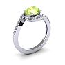 1 1/2 Carat Oval Shape Peridot and Halo Diamond Ring In 14 Karat White Gold Image-2