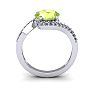 1 1/2 Carat Oval Shape Peridot and Halo Diamond Ring In 14 Karat White Gold Image-4