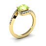 1 1/2 Carat Oval Shape Peridot and Halo Diamond Ring In 14 Karat Yellow Gold Image-2