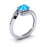 1 3/4 Carat Oval Shape Blue Topaz and Halo Diamond Ring In 14 Karat White Gold Image-2