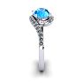 1 3/4 Carat Oval Shape Blue Topaz and Halo Diamond Ring In 14 Karat White Gold Image-3