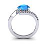 1 3/4 Carat Oval Shape Blue Topaz and Halo Diamond Ring In 14 Karat White Gold Image-4