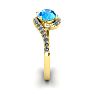 1 3/4 Carat Oval Shape Blue Topaz and Halo Diamond Ring In 14 Karat Yellow Gold Image-3