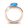 1 3/4 Carat Oval Shape Blue Topaz and Halo Diamond Ring In 14 Karat Rose Gold Image-4