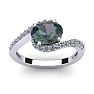 1-3/4 Carat Oval Shape Mystic Topaz Ring With Swirling Diamond Design In 14 Karat White Gold Image-1