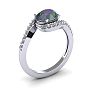 1-3/4 Carat Oval Shape Mystic Topaz Ring With Swirling Diamond Design In 14 Karat White Gold Image-2