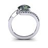 1-3/4 Carat Oval Shape Mystic Topaz Ring With Swirling Diamond Design In 14 Karat White Gold Image-4