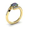 1-3/4 Carat Oval Shape Mystic Topaz Ring With Swirling Diamond Design In 14 Karat Yellow Gold Image-2