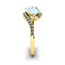 Aquamarine Ring: Aquamarine Jewelry: 1 1/2 Carat Oval Shape Aquamarine and Halo Diamond Ring In 14 Karat Yellow Gold Image-3