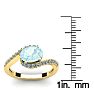 Aquamarine Ring: Aquamarine Jewelry: 1 1/2 Carat Oval Shape Aquamarine and Halo Diamond Ring In 14 Karat Yellow Gold Image-5