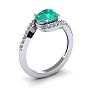 1 1/2 Carat Oval Shape Emerald and Halo Diamond Ring In 14 Karat White Gold Image-2
