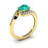 1 1/2 Carat Oval Shape Emerald and Halo Diamond Ring In 14 Karat Yellow Gold Image-2