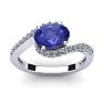 1 1/2 Carat Oval Shape Tanzanite and Halo Diamond Ring In 14 Karat White Gold Image-1