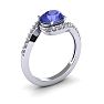 1 1/2 Carat Oval Shape Tanzanite and Halo Diamond Ring In 14 Karat White Gold Image-2