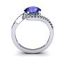 1 1/2 Carat Oval Shape Tanzanite and Halo Diamond Ring In 14 Karat White Gold Image-4