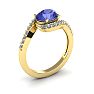 1 1/2 Carat Oval Shape Tanzanite and Halo Diamond Ring In 14 Karat Yellow Gold Image-2