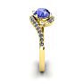 1 1/2 Carat Oval Shape Tanzanite and Halo Diamond Ring In 14 Karat Yellow Gold Image-3