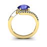 1 1/2 Carat Oval Shape Tanzanite and Halo Diamond Ring In 14 Karat Yellow Gold Image-4