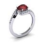 Garnet Ring: Garnet Jewelry: 1 3/4 Carat Oval Shape Garnet and Halo Diamond Ring In 14 Karat White Gold Image-2