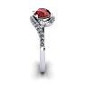 Garnet Ring: Garnet Jewelry: 1 3/4 Carat Oval Shape Garnet and Halo Diamond Ring In 14 Karat White Gold Image-3