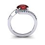 Garnet Ring: Garnet Jewelry: 1 3/4 Carat Oval Shape Garnet and Halo Diamond Ring In 14 Karat White Gold Image-4