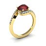 Garnet Ring: Garnet Jewelry: 1 3/4 Carat Oval Shape Garnet and Halo Diamond Ring In 14 Karat Yellow Gold Image-2