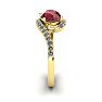 Garnet Ring: Garnet Jewelry: 1 3/4 Carat Oval Shape Garnet and Halo Diamond Ring In 14 Karat Yellow Gold Image-3