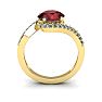 Garnet Ring: Garnet Jewelry: 1 3/4 Carat Oval Shape Garnet and Halo Diamond Ring In 14 Karat Yellow Gold Image-4