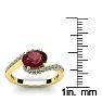 Garnet Ring: Garnet Jewelry: 1 3/4 Carat Oval Shape Garnet and Halo Diamond Ring In 14 Karat Yellow Gold Image-5