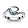 1 1/3 Carat Oval Shape Green Amethyst and Halo Diamond Ring In 14 Karat White Gold Image-1
