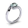 1 1/3 Carat Oval Shape Green Amethyst and Halo Diamond Ring In 14 Karat White Gold Image-2