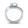 1 1/3 Carat Oval Shape Green Amethyst and Halo Diamond Ring In 14 Karat White Gold Image-4