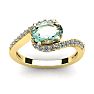 1 1/3 Carat Oval Shape Green Amethyst and Halo Diamond Ring In 14 Karat Yellow Gold Image-1