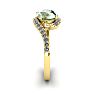 1 1/3 Carat Oval Shape Green Amethyst and Halo Diamond Ring In 14 Karat Yellow Gold Image-3