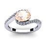1-1/2 Carat Oval Shape Morganite and Halo Diamond Ring In 14 Karat White Gold Image-1