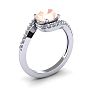 1-1/2 Carat Oval Shape Morganite and Halo Diamond Ring In 14 Karat White Gold Image-2