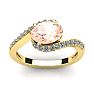 1-1/2 Carat Oval Shape Morganite and Halo Diamond Ring In 14 Karat Yellow Gol Image-1
