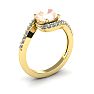1-1/2 Carat Oval Shape Morganite and Halo Diamond Ring In 14 Karat Yellow Gol Image-2
