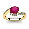 1 3/4 Carat Oval Shape Ruby and Halo Diamond Ring In 14 Karat Yellow Gold Image-1
