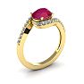 1 3/4 Carat Oval Shape Ruby and Halo Diamond Ring In 14 Karat Yellow Gold Image-2