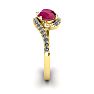 1 3/4 Carat Oval Shape Ruby and Halo Diamond Ring In 14 Karat Yellow Gold Image-3