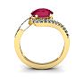 1 3/4 Carat Oval Shape Ruby and Halo Diamond Ring In 14 Karat Yellow Gold Image-4