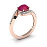 1 3/4 Carat Oval Shape Ruby and Halo Diamond Ring In 14 Karat Rose Gold Image-2